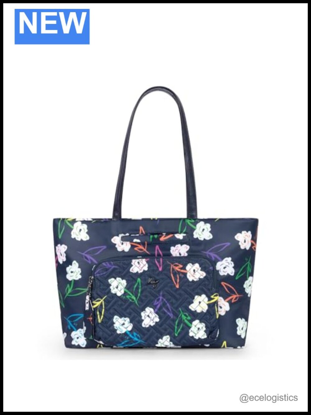 Lug Arpeggio Tote Bag - Nylon Vegan Leather Handbag with 13 Pockets